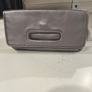 Coach Silver Wristlet Clutch Sleek Design